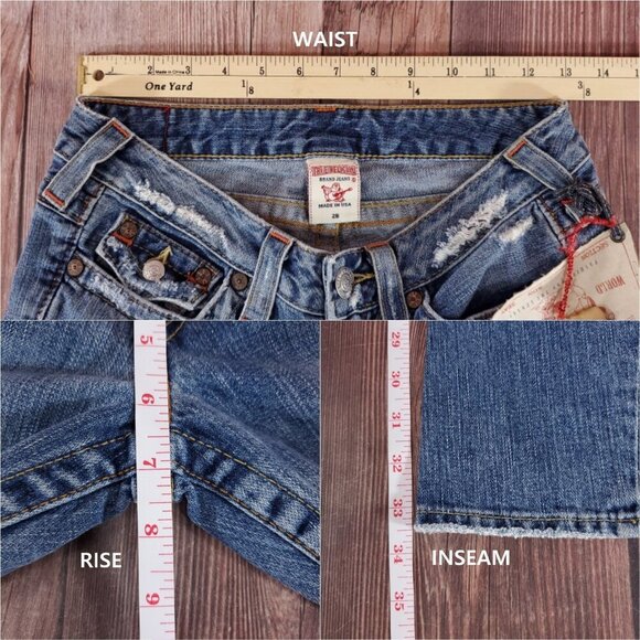 NWT True Religion Womens Size 26 Joey Row Seat Flap Flare Distressed Denim Jeans - Picture 15 of 15